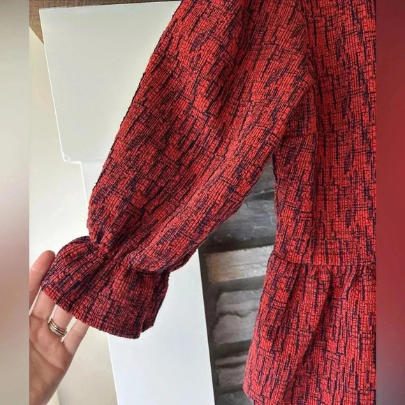 Ro & De Anthropologie Top Size S “parette” Peplum Orange Navy Preppy Career City - Picture 6 of 10